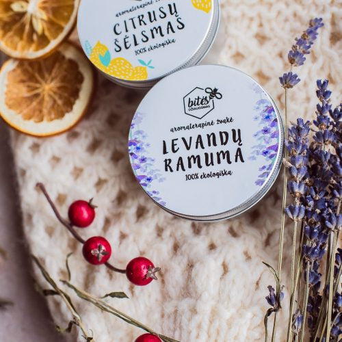 Aromaterapinė sojų vaško žvakė "Levandų ramuma"