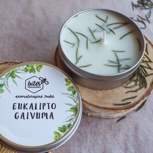 Aromaterapinė sojų vaško žvakė "Eukalipto gaivuma"