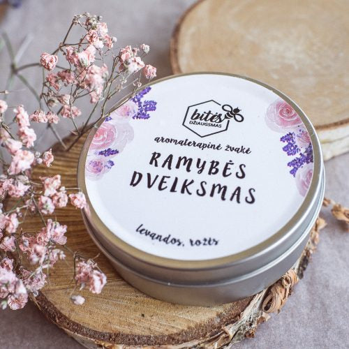 Aromaterapinė sojų vaško žvakė "Ramybės dvelksmas"