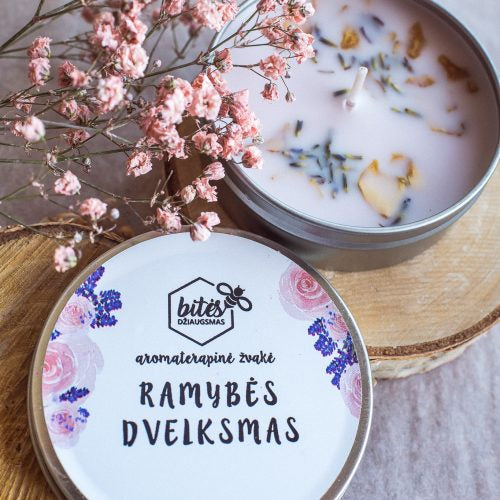 Aromaterapinė sojų vaško žvakė "Ramybės dvelksmas"