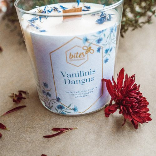 Sojų vaško žvakė "Vanilinis Dangus"